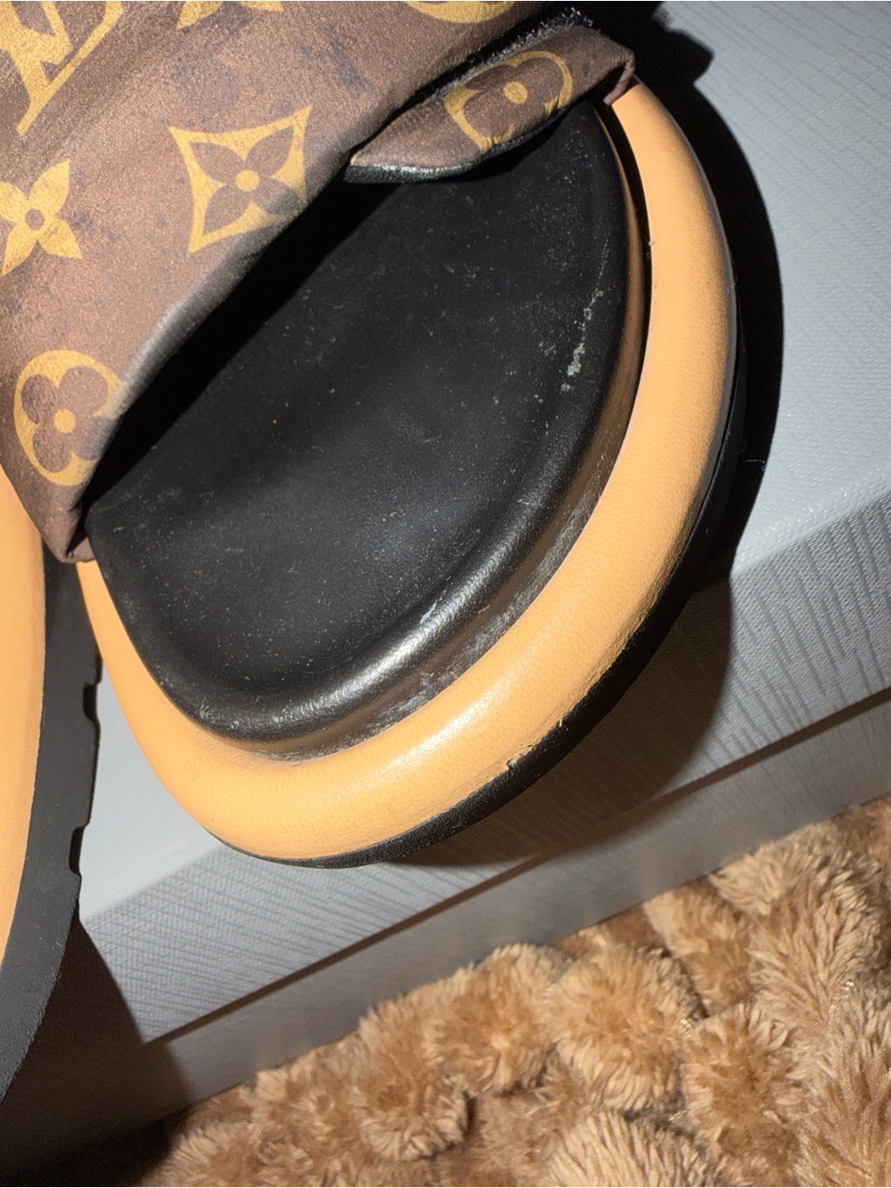 Louis Vuitton Brown and Black Monogram Slide Sandals - Picture 5 of 9